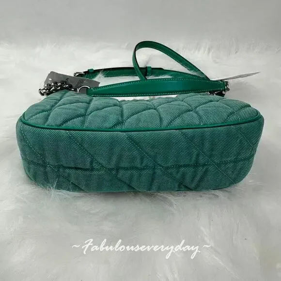 Coach Teri Shoulder Bag Crossbody In Quilted Denim/Green CBG86 NWT - Picture 10 of 10